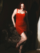 Red 1980s Velvet Corset Ruched Sweetheart Mini Dress