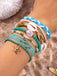 7PCS Blue Shell Beaded Braided Layered Bracelet Set - vintage fashion, retro style for vintage lovers