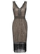 Apricot 1920s Sequin Fringe Flapper Dress, classic vintage style elegant retro fashion