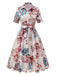 Apricot 1940s Floral Belted Lapel Dress, vintage dress, retro fashion, floral print - perfect for women who love vintage and retro fashion
