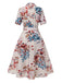 Apricot 1940s Floral Belted Lapel Dress, vintage dress, retro fashion, floral print - perfect for women who love vintage and retro fashion