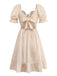 Apricot 1950s Solid Cotton Tie-Back Smocked Dress - vintage dress, retro fashion, rockabilly
