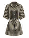 Apricot & Black 1980s Striped One Piece Romper 3