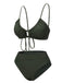 Army Green 1950s Solid Drawstring Halter Bikini, vintage swimsuit, pin-up swimwear - perfect for women who love vintage and retro fashion