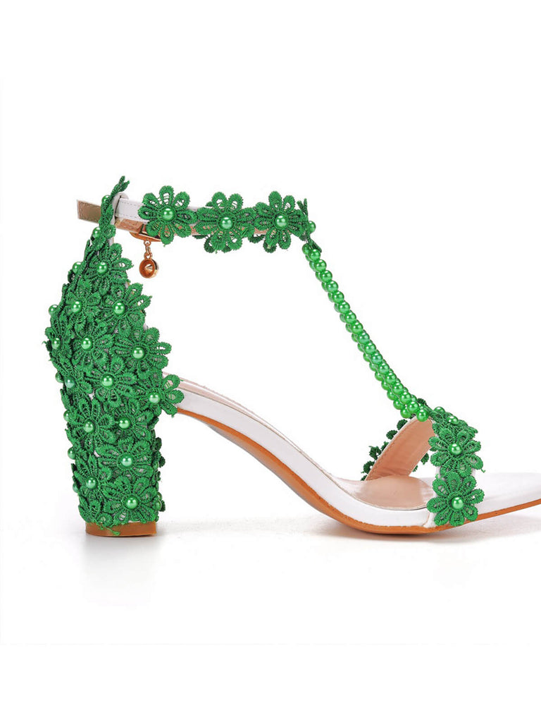 Beaded Flower Hand Embroidered High Heeled Sandals: timeless vintage elegance she makes her own