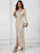 Beige 1920s V-Neck Sequined Slit Dress, vintage dress, retro fashion, Gatsby party, flapper style - perfect for women who love vintage and retro fashion