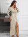 Beige 1920s V-Neck Sequined Slit Dress, vintage dress, retro fashion, Gatsby party, flapper style - perfect for women who love vintage and retro fashion