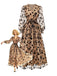 Beige 1930s Flocked Floral Mesh V-Neck Dress - vintage dress, retro fashion