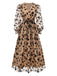 Beige 1930s Flocked Floral Mesh V-Neck Dress - vintage dress, retro fashion