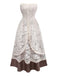 Beige 1930s Halloween Vampire Bride Lace Dress Set - vintage dress, retro fashion