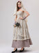 Beige 1930s Halloween Vampire Bride Lace Dress Set - vintage dress, retro fashion