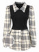 Beige 1930s Plaid Patchwork Puff Sleeve Lapel Shirt, vintage fashion, retro style - perfect for women who love vintage and retro fashion