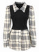 Beige 1930s Plaid Patchwork Puff Sleeve Lapel Shirt, vintage fashion, retro style - perfect for women who love vintage and retro fashion