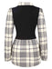 Beige 1930s Plaid Patchwork Puff Sleeve Lapel Shirt, vintage fashion, retro style - perfect for women who love vintage and retro fashion
