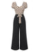 Beige 1930s Polka Dots Sweetheart Neck Jumpsuit: timeless 1930s elegance she makes her own