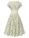 Beige 1940s Floral Lace Collar Cap Sleeve Dress — the kind of 1940s dress that makes strangers smile