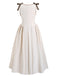 [Plus Size] Beige 1940s Solid Lace-Up Sleeveless Dress - vintage dress, retro fashion, lace detail for vintage lovers