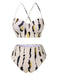 She's wearing Beige 1950s Back Cross Straps Ink Splash Swimsuit and the whole beach remembers the 1950s
