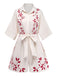 Beige 1950s Botanical Print Belted Romper 2