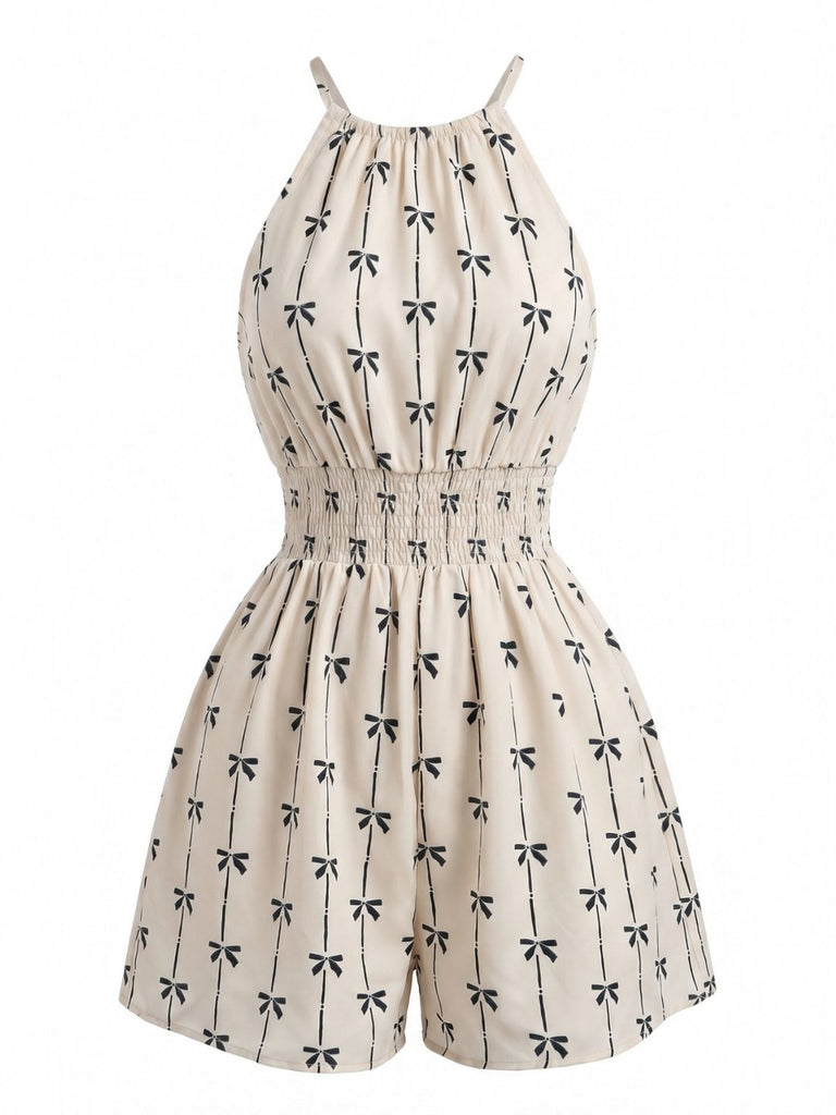 Apricot 1950s Print Halter Sleeveless Romper 3