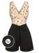 Beige 1950s Butterfly Mesh V-Neck Romper, vintage romper, retro jumpsuit - perfect for women who love vintage and retro fashion