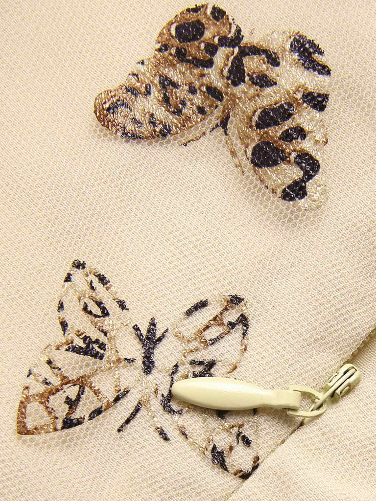 Beige 1950s Butterfly Mesh V-Neck Romper, vintage romper, retro jumpsuit - perfect for women who love vintage and retro fashion