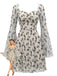 Beige 1950s Floral Sweetheart Mesh Bell-Sleeve Mini Dress - vintage dress, retro fashion, elegant style for vintage lovers
