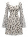 Beige 1950s Floral Sweetheart Mesh Bell-Sleeve Mini Dress: beautiful vintage dress, retro fashion, elegant style with timeless appeal