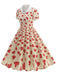 Beige 1950s Hearts Puff Sleeves Lapel Dress: where 1950s romance meets her modern spirit