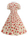 This Beige 1950s Hearts Puff Sleeves Lapel Dress wraps her in 1950s elegance, one twirl at a time