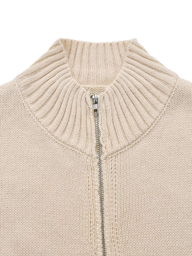 Beige 1950s Lapel Sleeveless Knitted Vest - vintage fashion, retro style