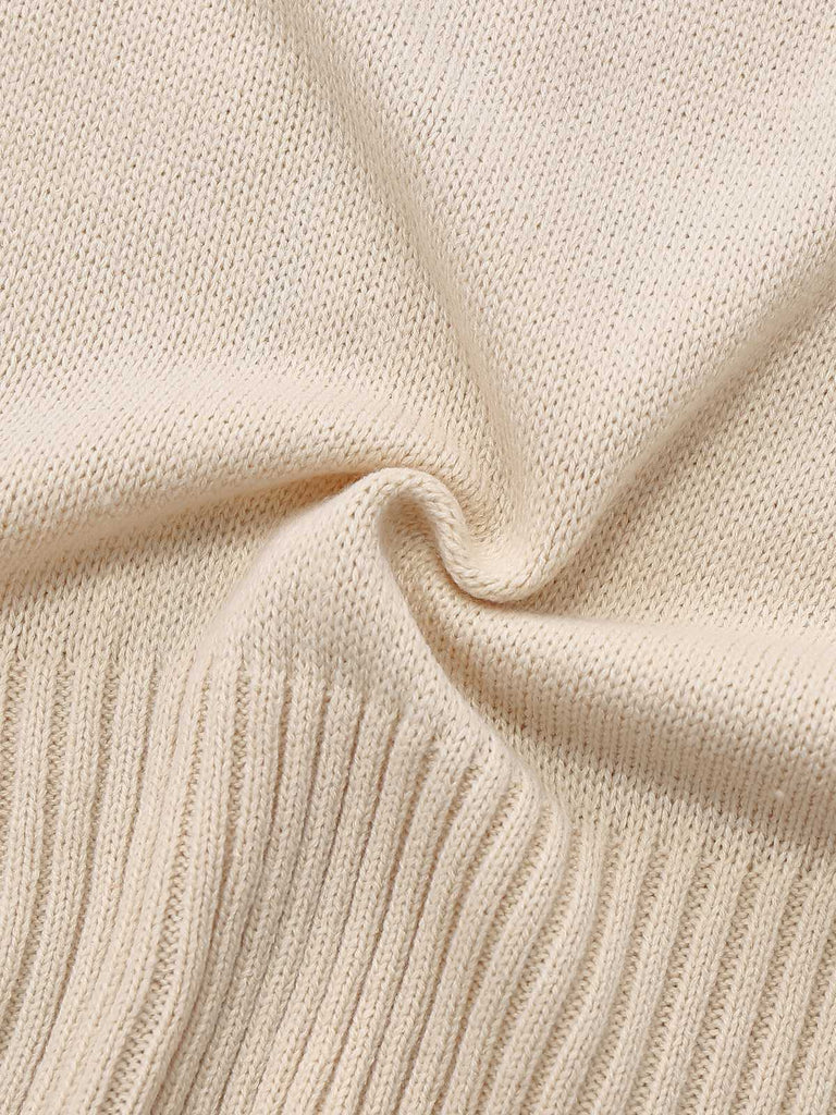 Beige 1950s Lapel Sleeveless Knitted Vest - vintage fashion, retro style