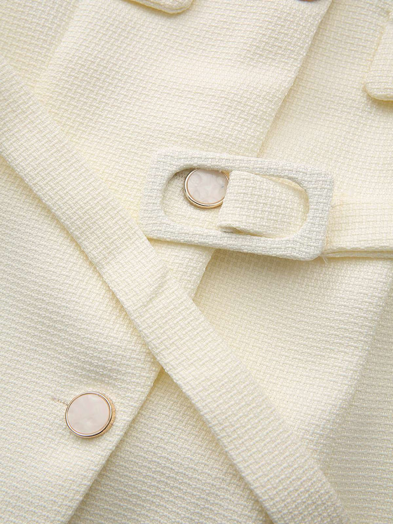 Beige 1950s Long Sleeve Buttons Suit Jacket - vintage fashion, retro style