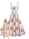 Beige 1950s Rose Spaghetti Strap Swing Dress, vintage dress, retro fashion, rockabilly, pin-up fashion - perfect for women who love vintage and retro fashion