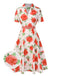 Beige 1950s Roses Lapel Dress With Belt, vintage dress, retro fashion, rockabilly, pin-up fashion - perfect for women who love vintage and retro fashion