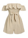 Beige 1950s Solid Cap Sleeve Belt Romper, vintage romper, retro jumpsuit - perfect for women who love vintage and retro fashion