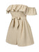 Beige 1950s Solid Cap Sleeve Belt Romper, vintage romper, retro jumpsuit - perfect for women who love vintage and retro fashion