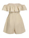 Beige 1950s Solid Cap Sleeve Belt Romper, vintage romper, retro jumpsuit - perfect for women who love vintage and retro fashion