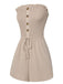 Beige 1950s Solid Smocking Strapless Romper, vintage romper, retro jumpsuit - perfect for women who love vintage and retro fashion