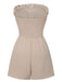 Beige 1950s Solid Smocking Strapless Romper, vintage romper, retro jumpsuit - perfect for women who love vintage and retro fashion