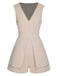 She finds her 1950s story in this Beige 1950s Solid V-Neck Sleeveless Romper