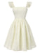 She slips into this Beige 1950s Strap Square Neck Backless Dress and suddenly it's a 1950s daydream