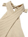 This Beige 1950s Texture Folds Cross Halter Romper whispers 1950s secrets to those who notice