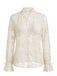 Beige 1960s Lace Cutout Shirt Blouse - vintage blouse, retro top, classic style for vintage lovers