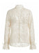 Beige 1960s Lace Cutout Shirt Blouse | vintage blouse, retro top, classic style - perfect for retro fashion enthusiasts