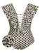 She's wearing Beige 1960s Polka Dot Ruffles One-Piece Swimsuit and the whole beach remembers the 1960s