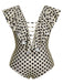 Beige 1960s Polka Dot Ruffles One-Piece Swimsuit: 1960s Riviera elegance, reimagined for her