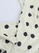 White 1960s Polka Dot V Neck Dress 3