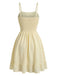 Beige 1960s Solid Ruched Textured Spaghetti Strap Mini Dress - vintage dress, retro fashion for vintage lovers