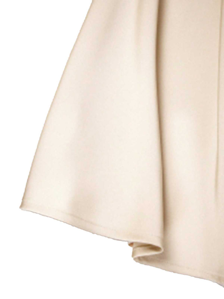 Beige 1970s Bow Tie Satin Skirt - vintage skirt, retro style